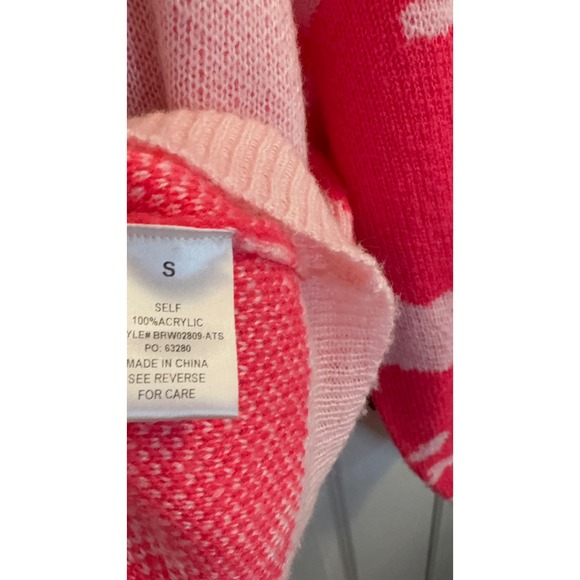 Altar'd State Pink Red Smiley Face Crewneck Sweater Small BRW02809-ATS - Picture 4 of 10